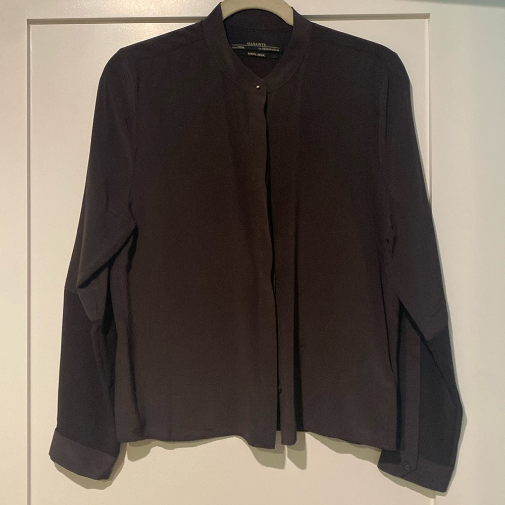 Allsaints Silk Blouse Eggplant